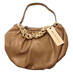 MAXSTUDIO🌸handbag, leather with gathered detail, nude color